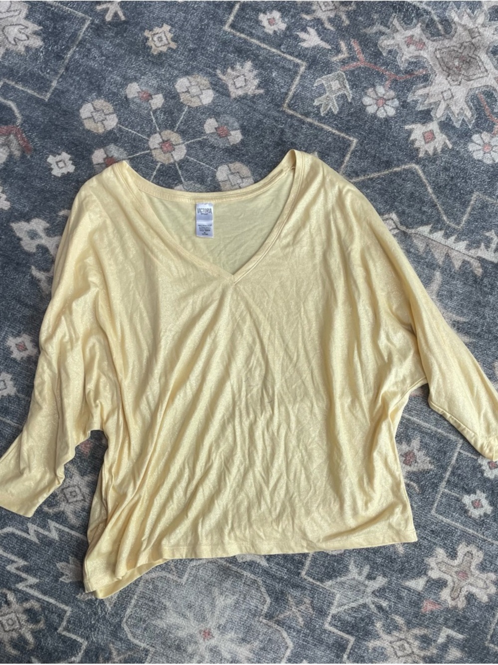 Victoria's Secret Pale Yellow V-Neck Short Sleeve Top